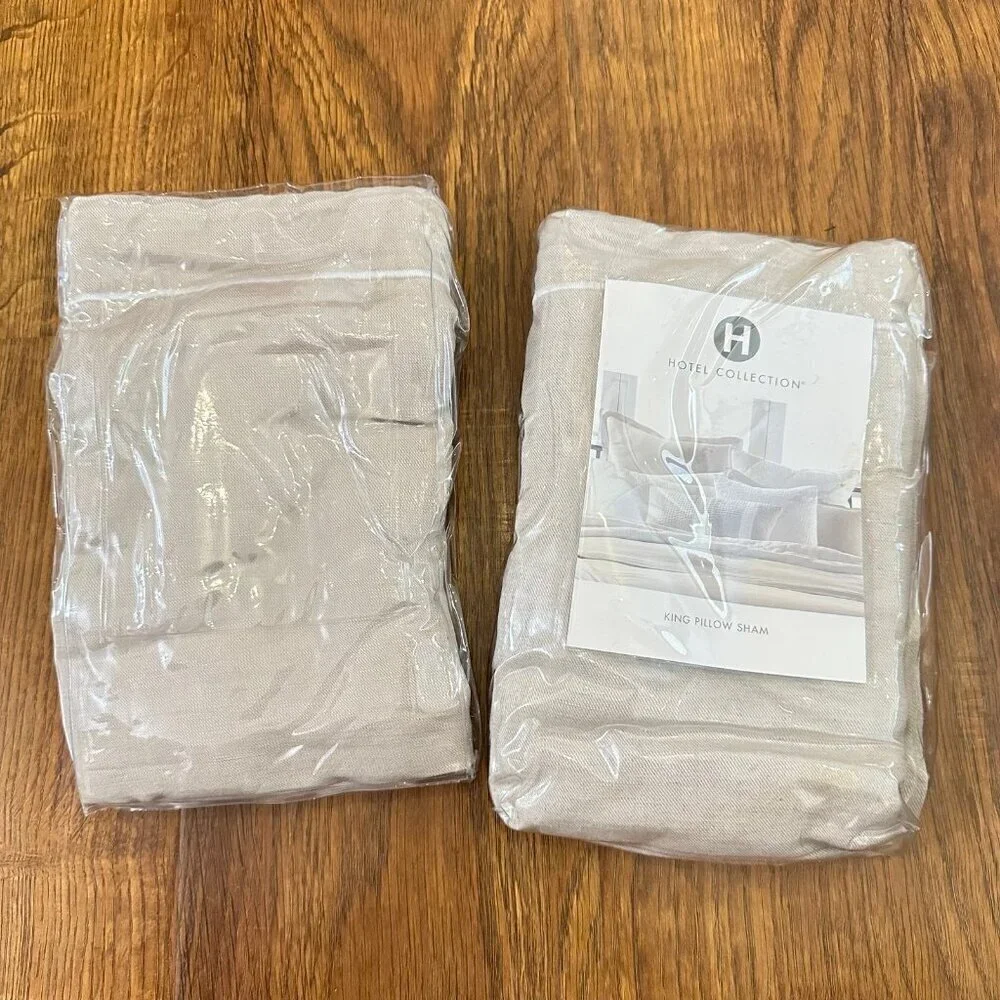 NWT Hotel Collection natural linen king pillow sham